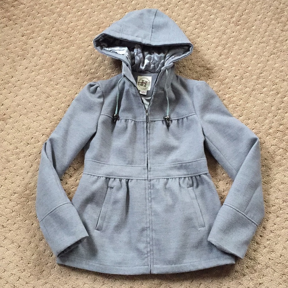 Super Cute Gray Hooded Coat- Size M